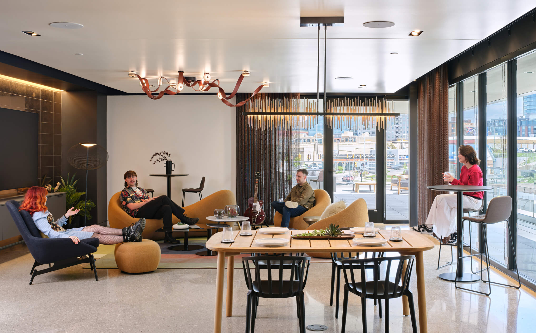 An interior space at the Acrisure Amphitheater showcasing the architectural design.