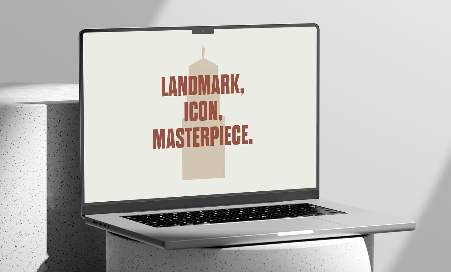 A laptop showing the homepage design for The Chicago Board of Trade Building Website