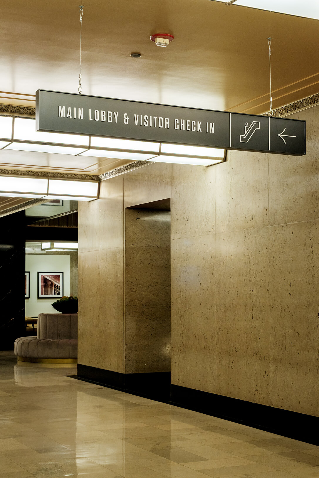 Interior wayfinding at the Chicago Board of Trade Building